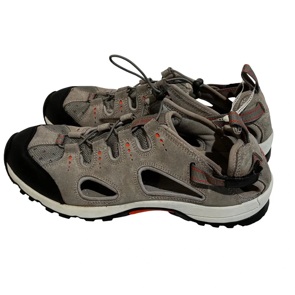 Lands End Mens Water Hiking closed‎ toe Sandals Gray Suede Mesh Bungee  Size 10D